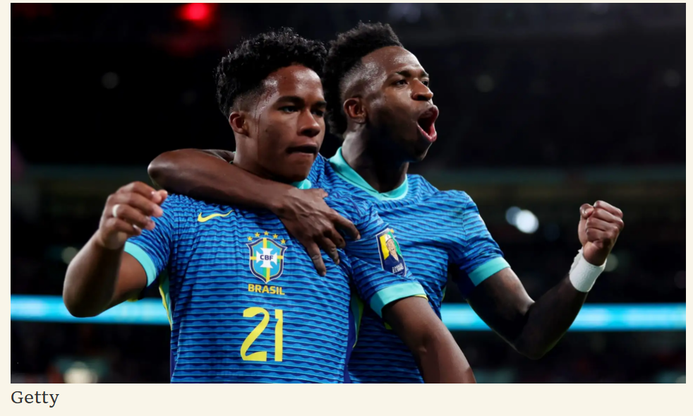 Foot-Match amical: Le Brésil s&rsquo;est imposé à Wembley contre l&rsquo;Angleterre grâce à un but d&rsquo;Endrick.