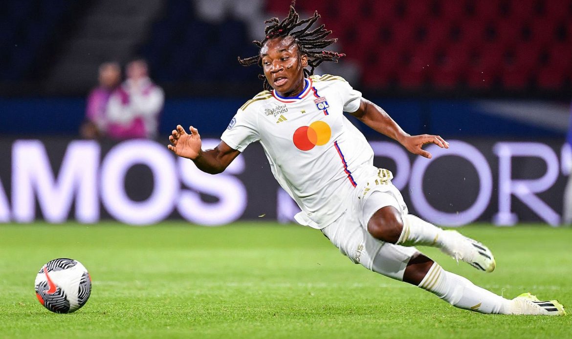 Melchie Durmonay, splendide en demi-finale de la Ligue des Champions féminine avec l&rsquo;Olympique Lyonnais pour le match aller à domicile.