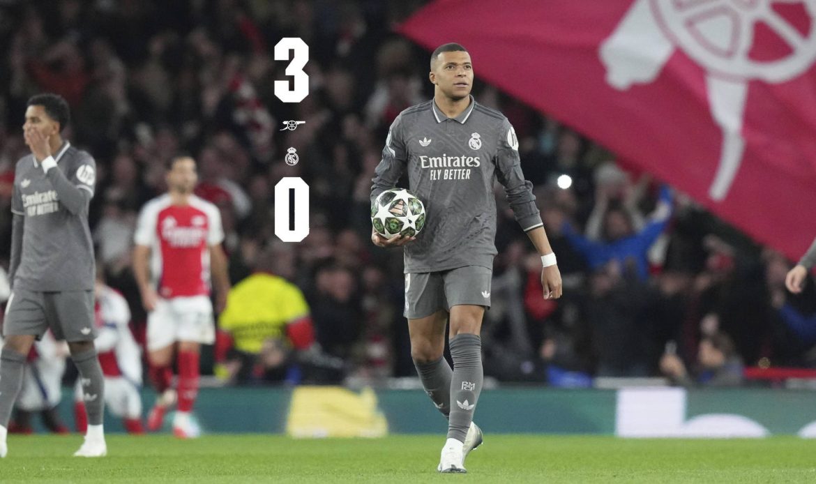 Les Espoirs du Real Madrid en Ligue des Champions et pour Toute la Saison Sont en Jeu Arsenal 3–0 Real Madrid | Buts : Rice (58’, 70’), Merino (75’)