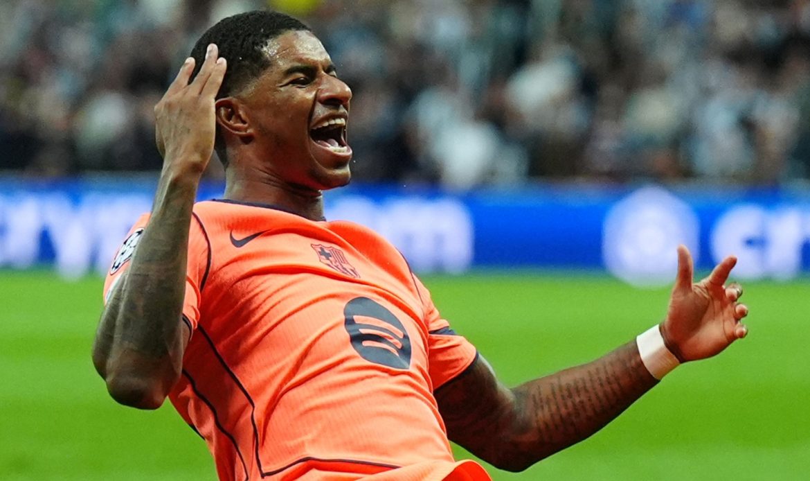 Foot-Ligue des Champions:𝗥𝗮𝘀𝗵𝗳𝗼𝗿𝗱 𝘀𝘂𝗿 𝘂𝗻 𝗻𝘂𝗮𝗴𝗲 𝗽𝗼𝘂𝗿 𝗹𝗲𝘀 𝗱𝗲́𝗯𝘂𝘁𝘀 𝗲𝘂𝗿𝗼𝗽𝗲́𝗲𝗻𝘀 𝗱𝘂 𝗕𝗮𝗿𝗰̧𝗮 (𝟮-𝟭 à 𝗡𝗲𝘄𝗰𝗮𝘀𝘁𝗹𝗲)